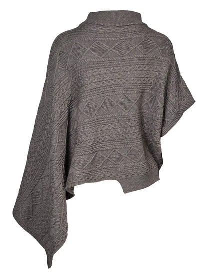 grå poncho NÜ Vilna Blouse/poncho knit SUSTAINABLE asymmetrisk fit