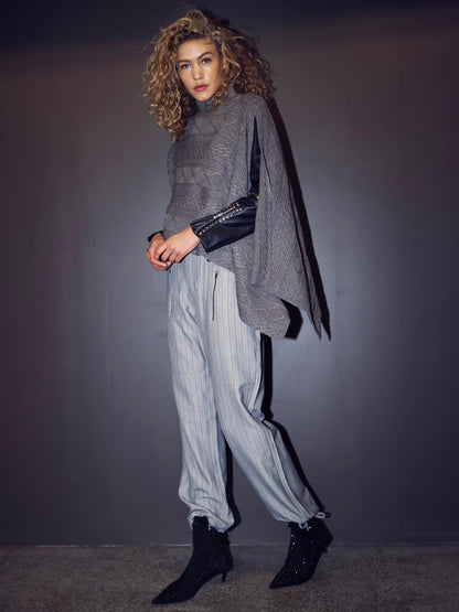 grå poncho NÜ Vilna Blouse/poncho knit SUSTAINABLE langt åbent ærme