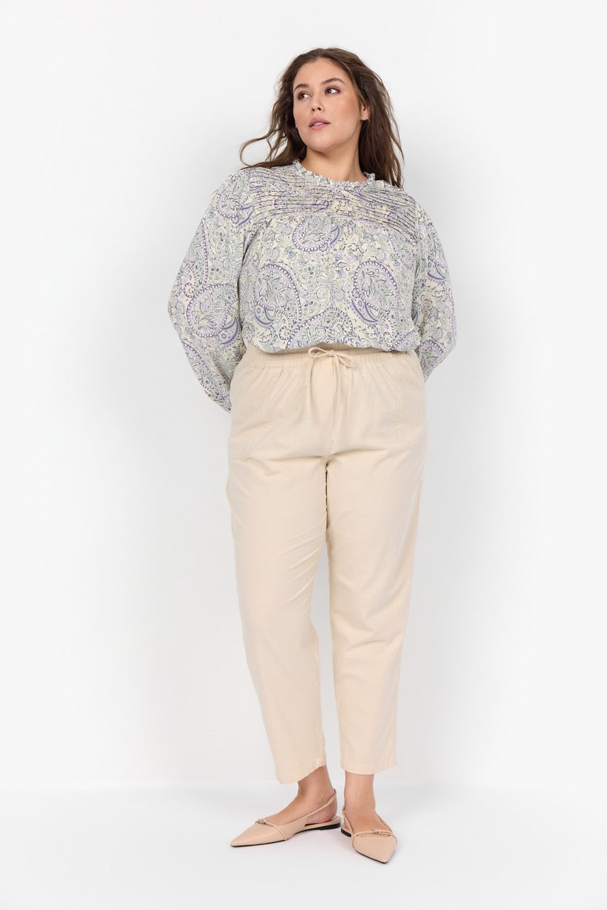 sandfarvet bukser med justerbar talje. Wasabi WA-ERICA 3 SAND