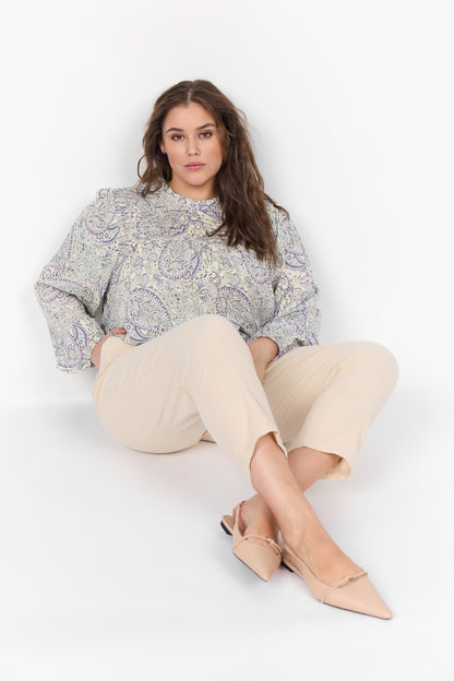 sandfarvet bukser med justerbar talje. Wasabi WA-ERICA 3 SAND