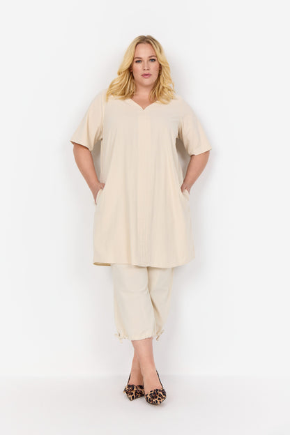 sandfarvet tunika med lommer Wasabi WA-ERICA 7 Sand