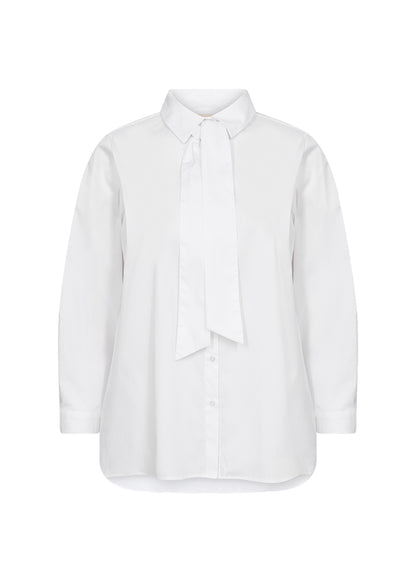 Wasabi WA-SAGA 10 WHITE hvid skjorte med bindedetalje ved kraven