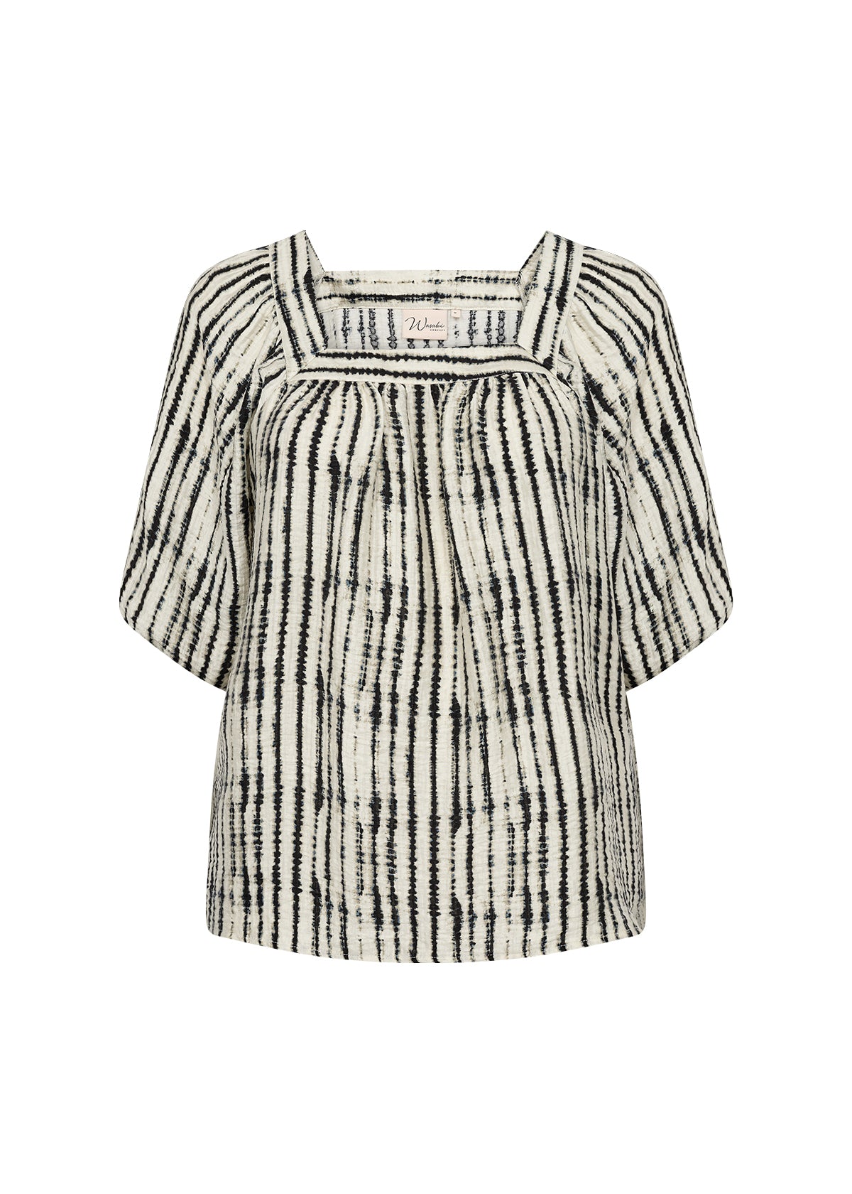 Wasabi Cream Blouse WA-VARINKA 2 mønstret bluse