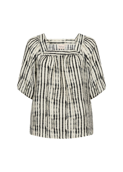 Wasabi Cream Blouse WA-VARINKA 2 mønstret bluse