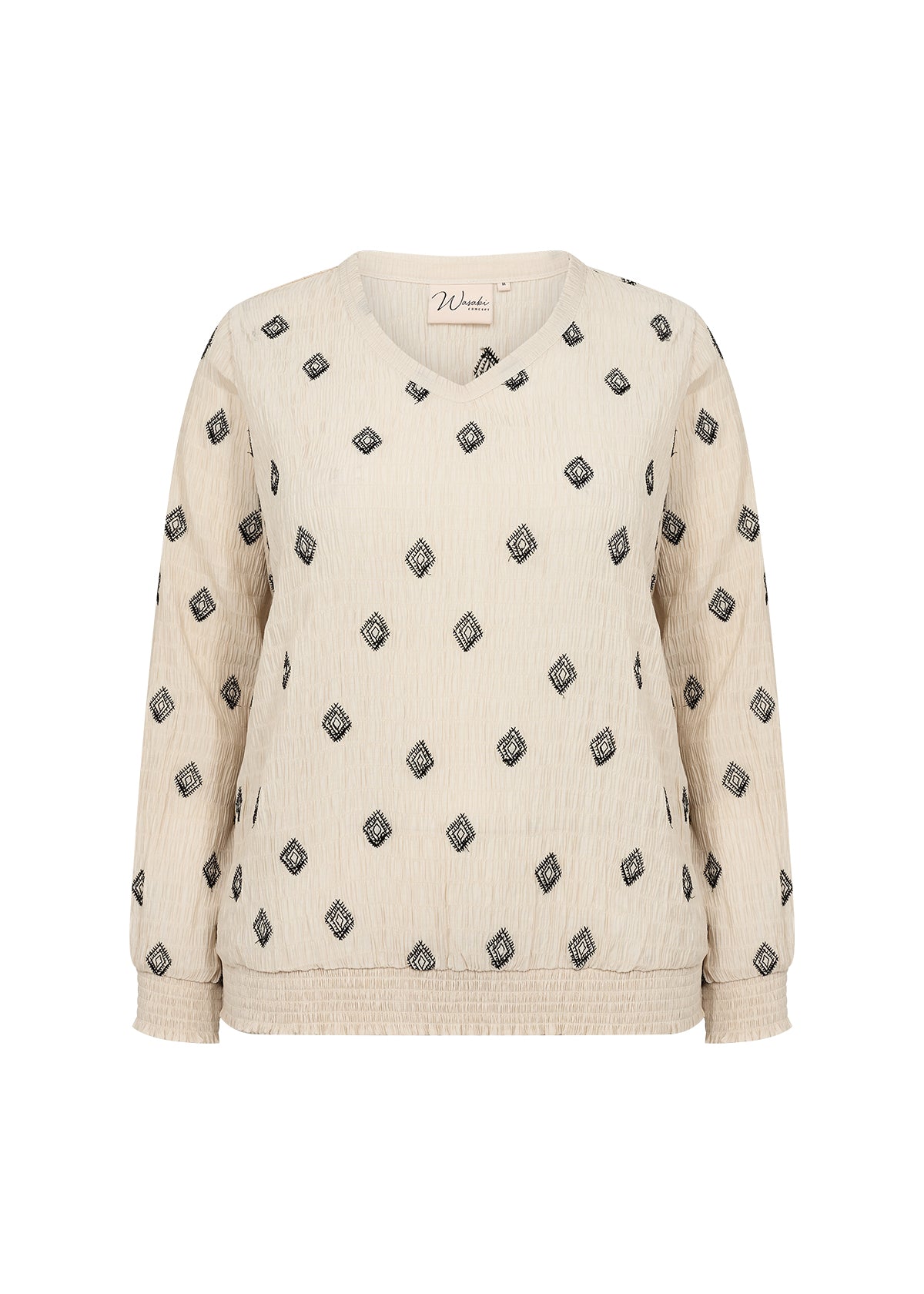 Wasabi Cream Blouse WA-VERMINA 2 mønstret bluse