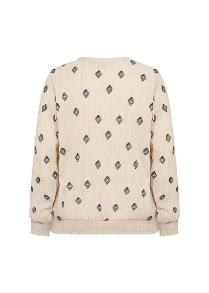 Wasabi Cream Blouse WA-VERMINA 2 mønstret bluse