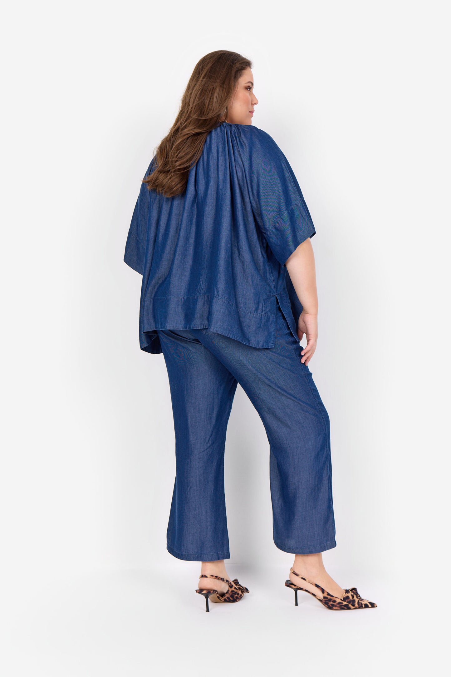 Wasabi Denim Blouse WA-FLORA 7 denim bluse korte ærmer