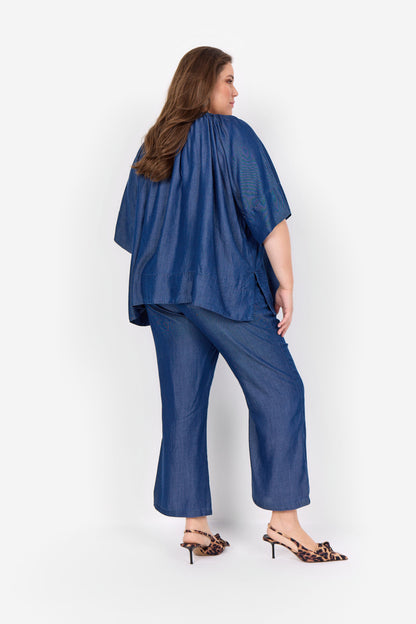 Wasabi Denim Blouse WA-FLORA 7 denim bluse korte ærmer