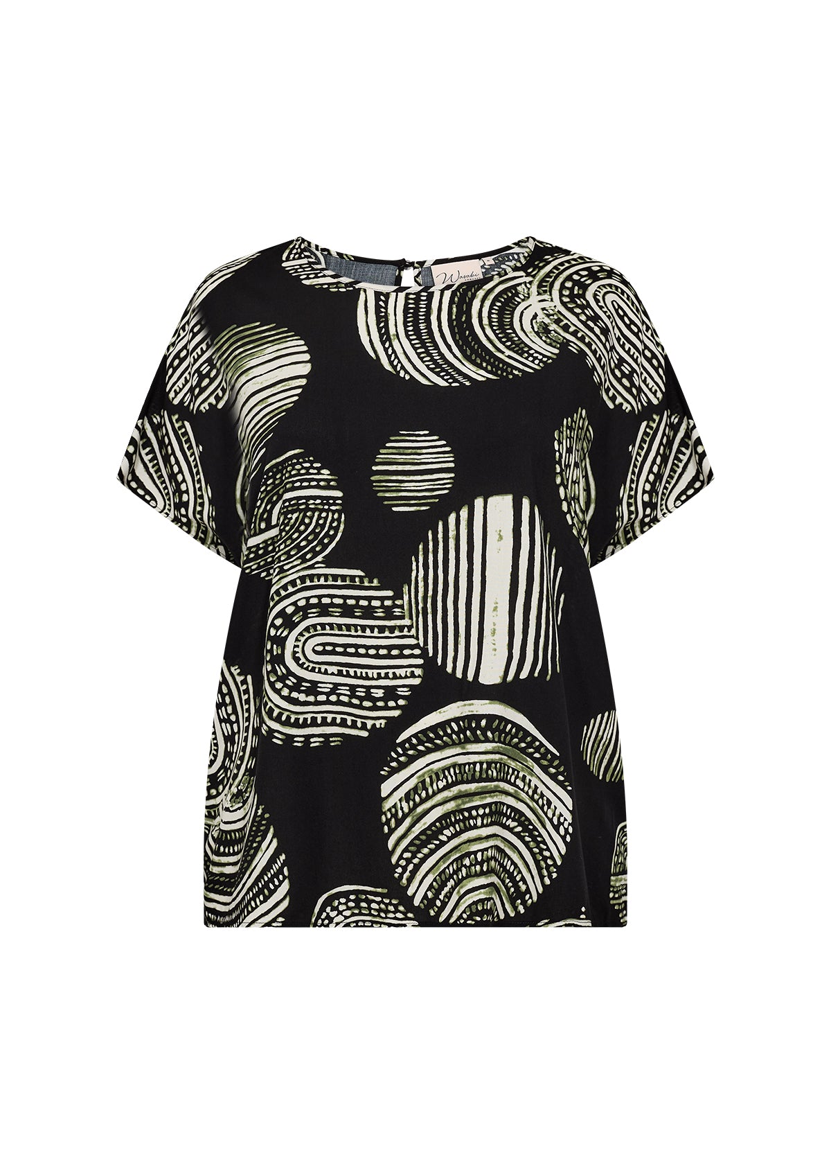 mønstret t-shirt med korte ærmer og rund hals. Wasabi WA-MEDINE 1 T-shirt Black Combi