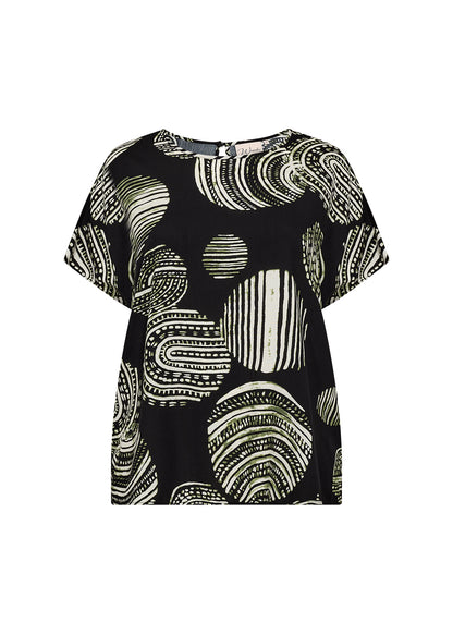 mønstret t-shirt med korte ærmer og rund hals. Wasabi WA-MEDINE 1 T-shirt Black Combi