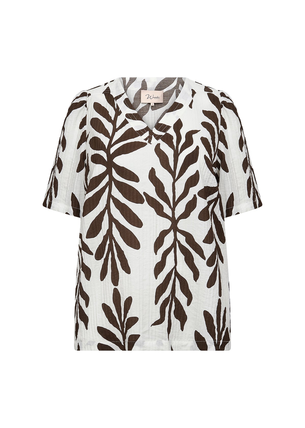 mønstret bluse med korte ærmer Wasabi WA-MARTA 3 Bluse Hot Fudge Combi