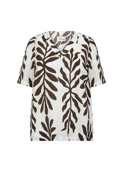 mønstret bluse med korte ærmer Wasabi WA-MARTA 3 Bluse Hot Fudge Combi