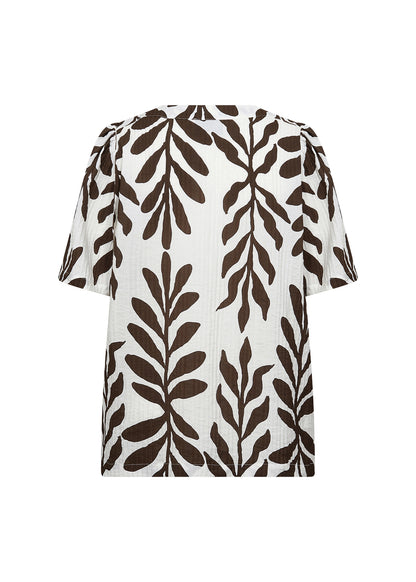 ryggen af mønstret bluse med korte ærmer Wasabi WA-MARTA 3 Bluse Hot Fudge Combi