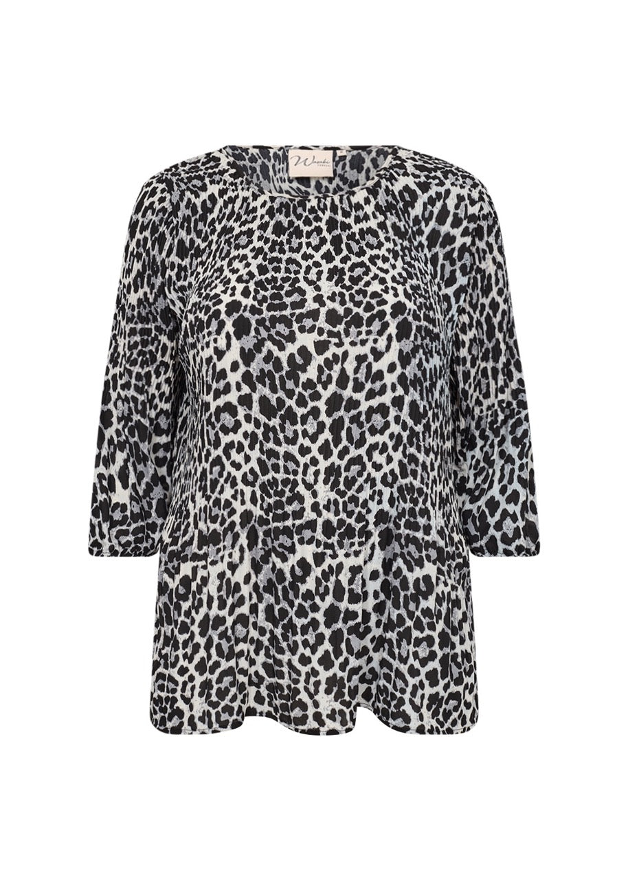 leo bluse sort hvid 3/4 ærmer. Wasabi 9999C BLACK COMBI BLOUSE-W WA-VANJA 1