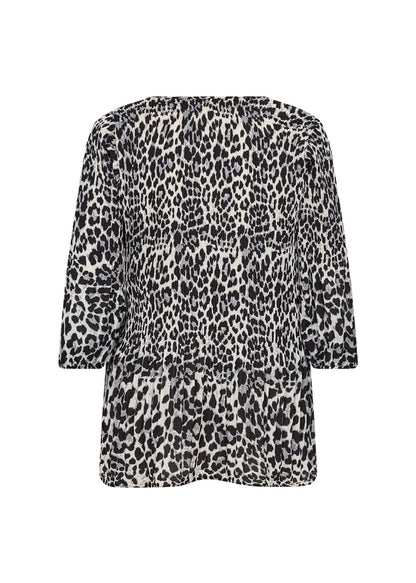 leo bluse sort hvid 3/4 ærmer. Wasabi 9999C BLACK COMBI BLOUSE-W WA-VANJA 1