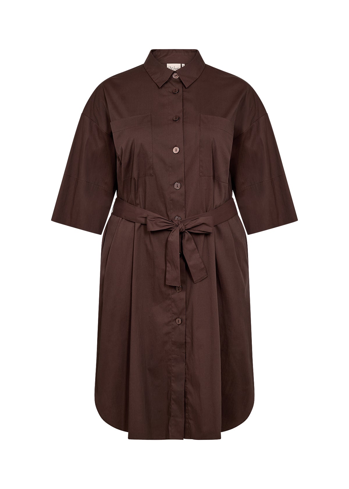 brun skjortekjole med bælte i taljen og slids i siderne. Wasabi WA-SAGA 16 Kjole Hot Fudge