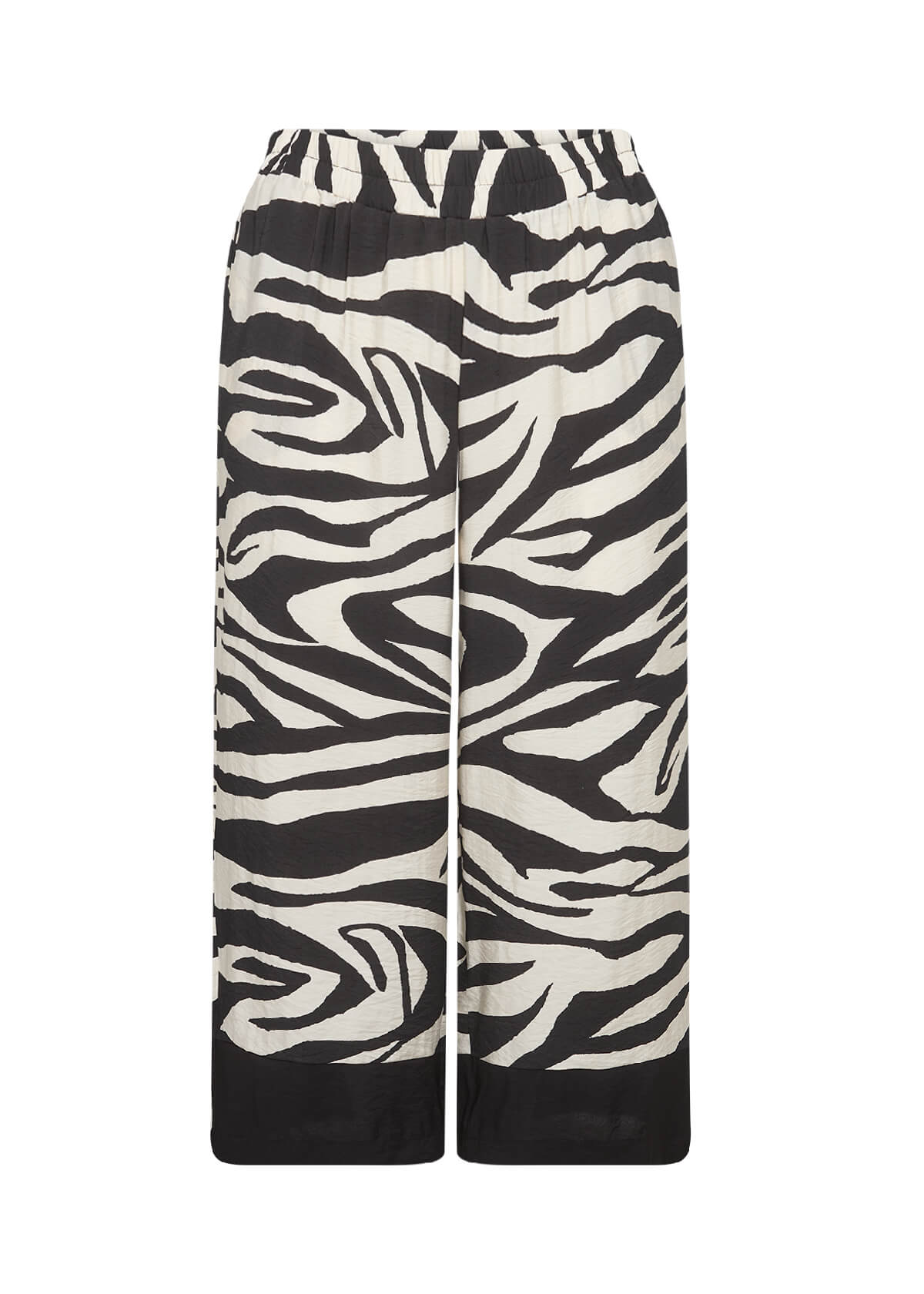 bukser med zebraprint og brede sorte kante spå buksebenene. Wasabi WA-LUANA 3 Bukser Black Combi