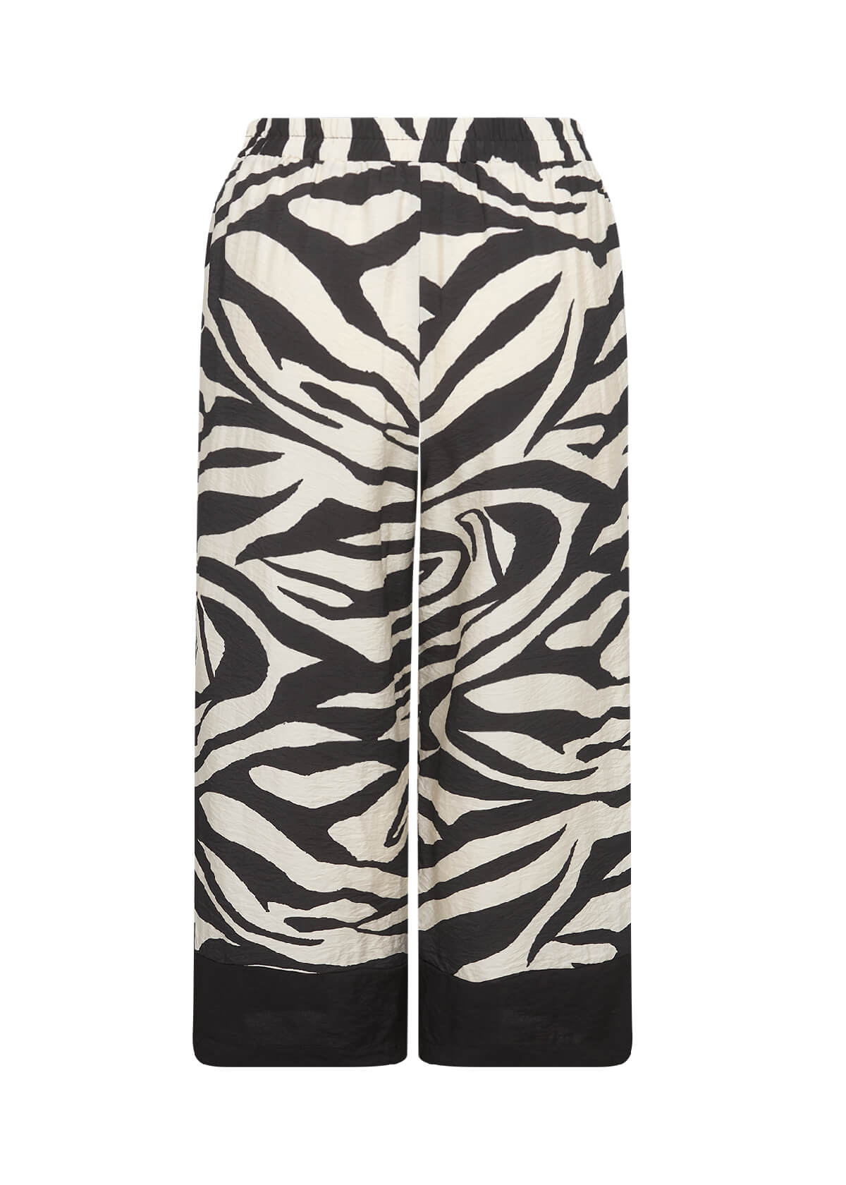 bagpå bukser med zebraprint og brede sorte kante spå buksebenene. Wasabi WA-LUANA 3 Bukser Black Combi