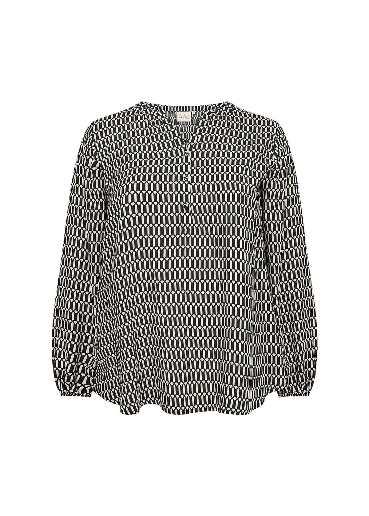 mønstret bluse i sort hvid. Wasabi WA-NORA 1 Bluse Black Combi