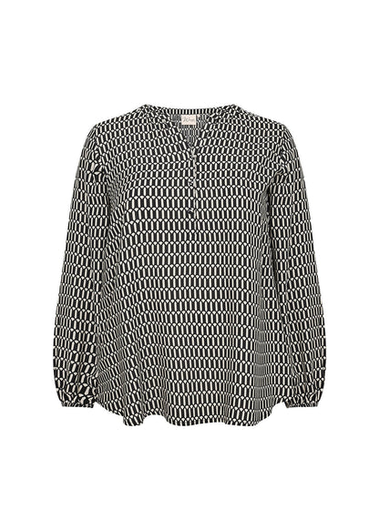 mønstret bluse i sort hvid. Wasabi WA-NORA 1 Bluse Black Combi