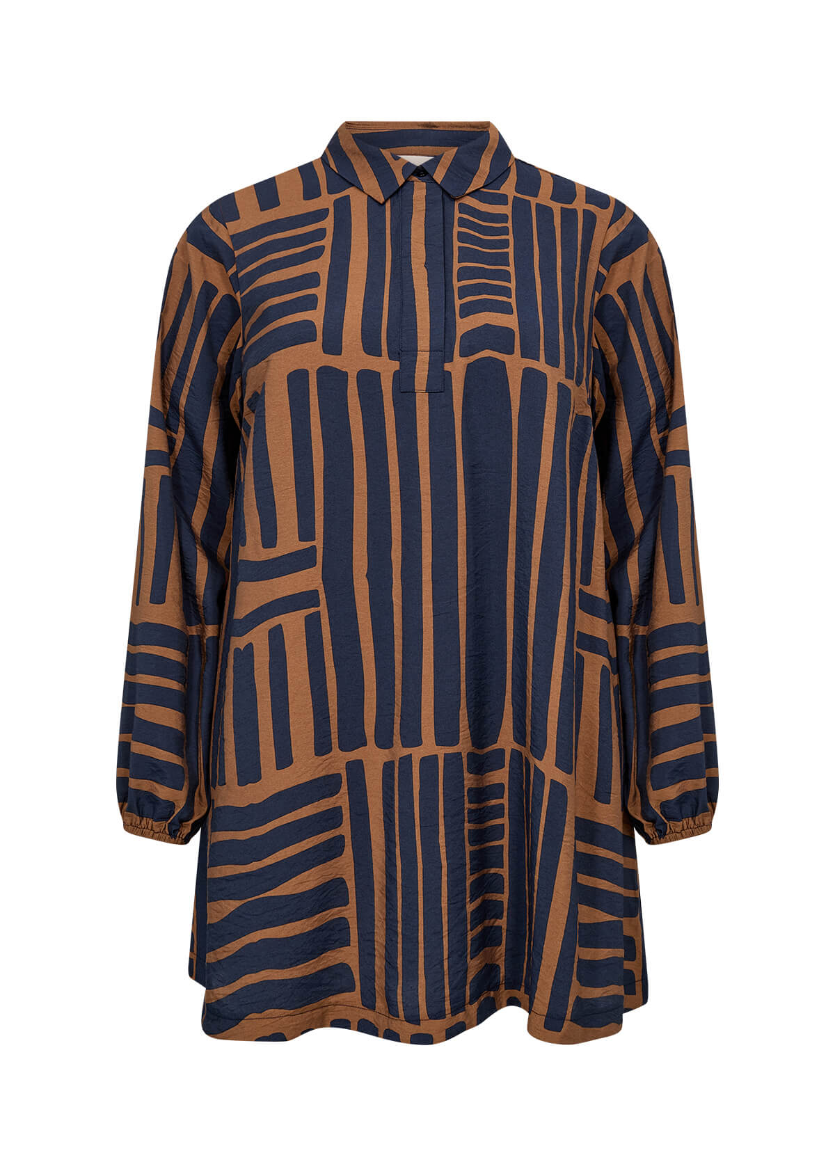 mønstret tunika i navy blå og brun. Wasabi WA-SKY 2 Tunika Navy Blazer Combi