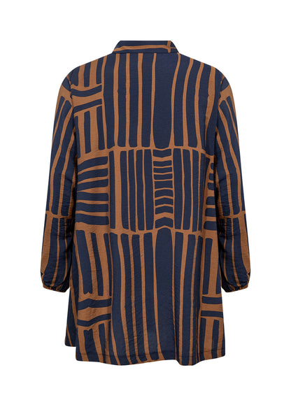 ryggen af mønstret tunika i navy blå og brun. Wasabi WA-SKY 2 Tunika Navy Blazer Combi