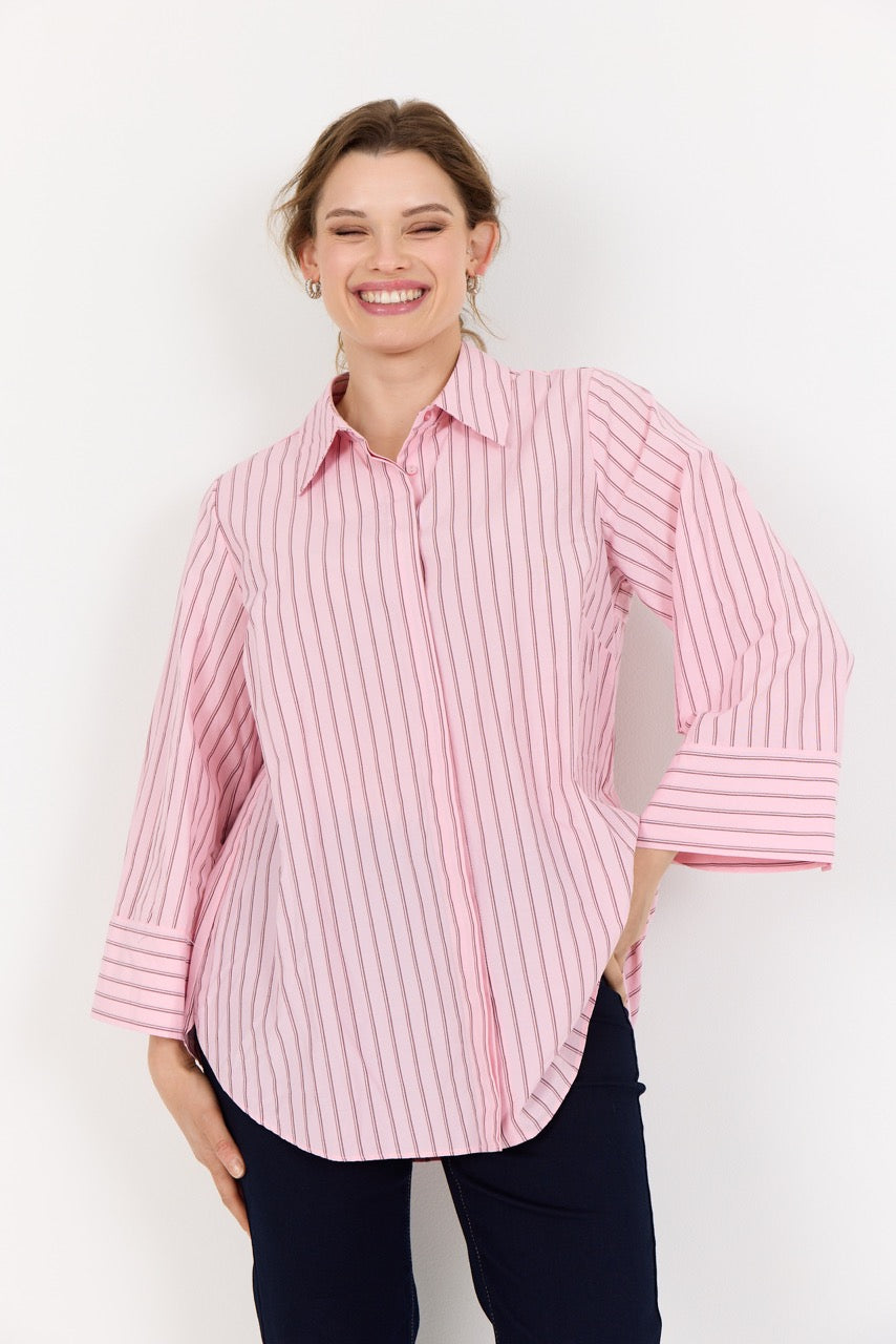 stribet lyserød skjorte Wasabi WA-CRISTIN 2 Skjorte Rose Combi