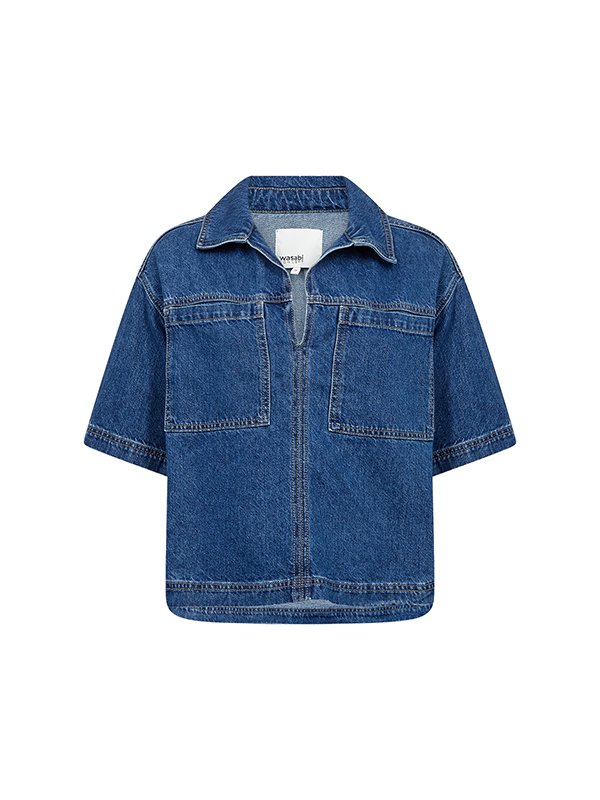 WASABI  wa-caia 12 bluse Medium Blue Denim