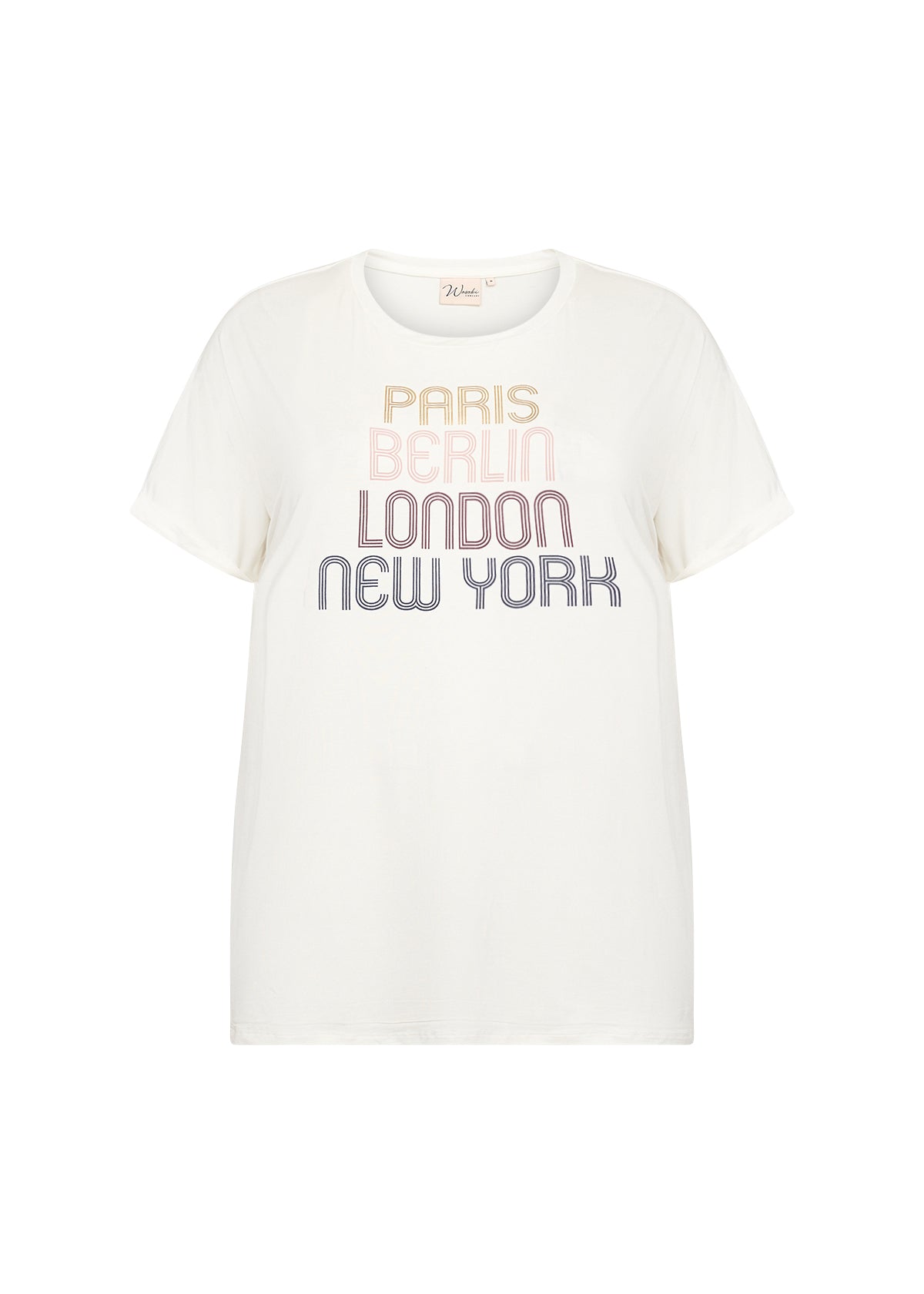 Wasabi Offwhite T-shirt WA-SIBILLE 7 hvid t-shirt med tekst foran