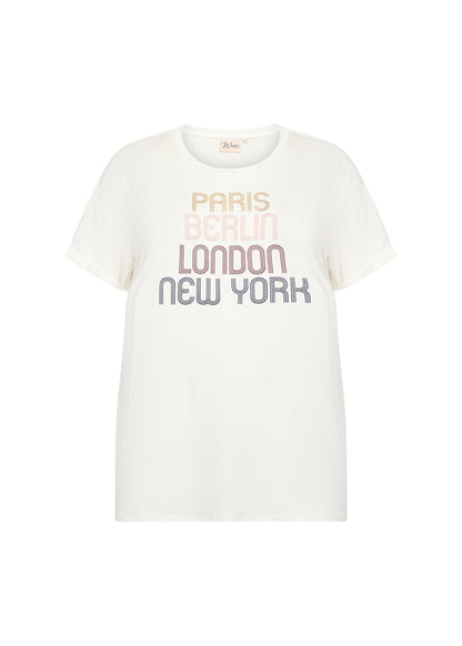 Wasabi Offwhite T-shirt WA-SIBILLE 7 hvid t-shirt med tekst foran