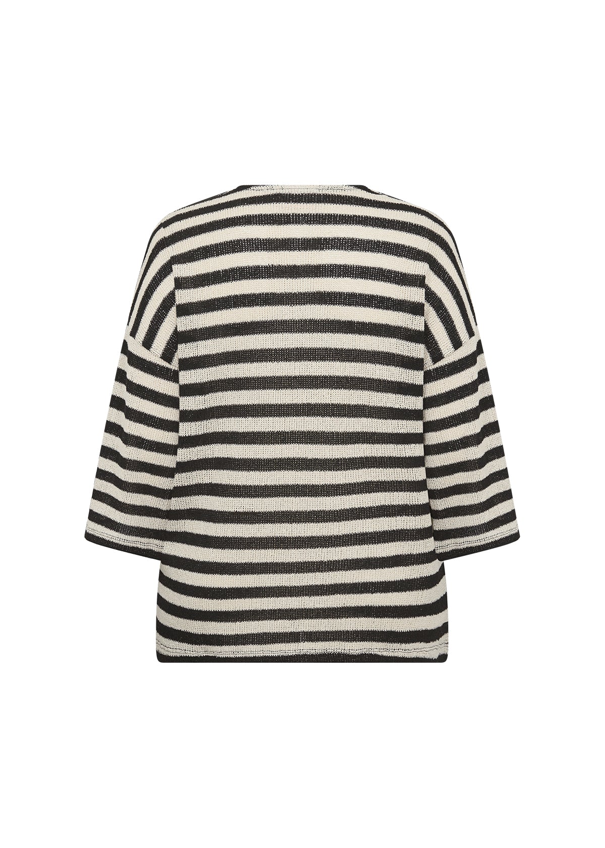 ryggen af stribet bluse med 3/4 ærmer og rund hals. Wasabi WA-MEGAN 1 Bluse Black Combi