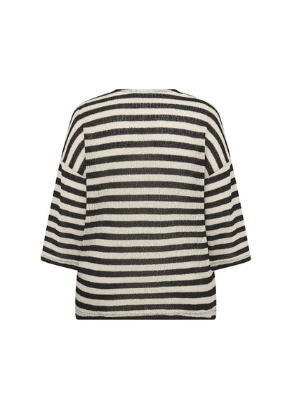 ryggen af stribet bluse med 3/4 ærmer og rund hals. Wasabi WA-MEGAN 1 Bluse Black Combi