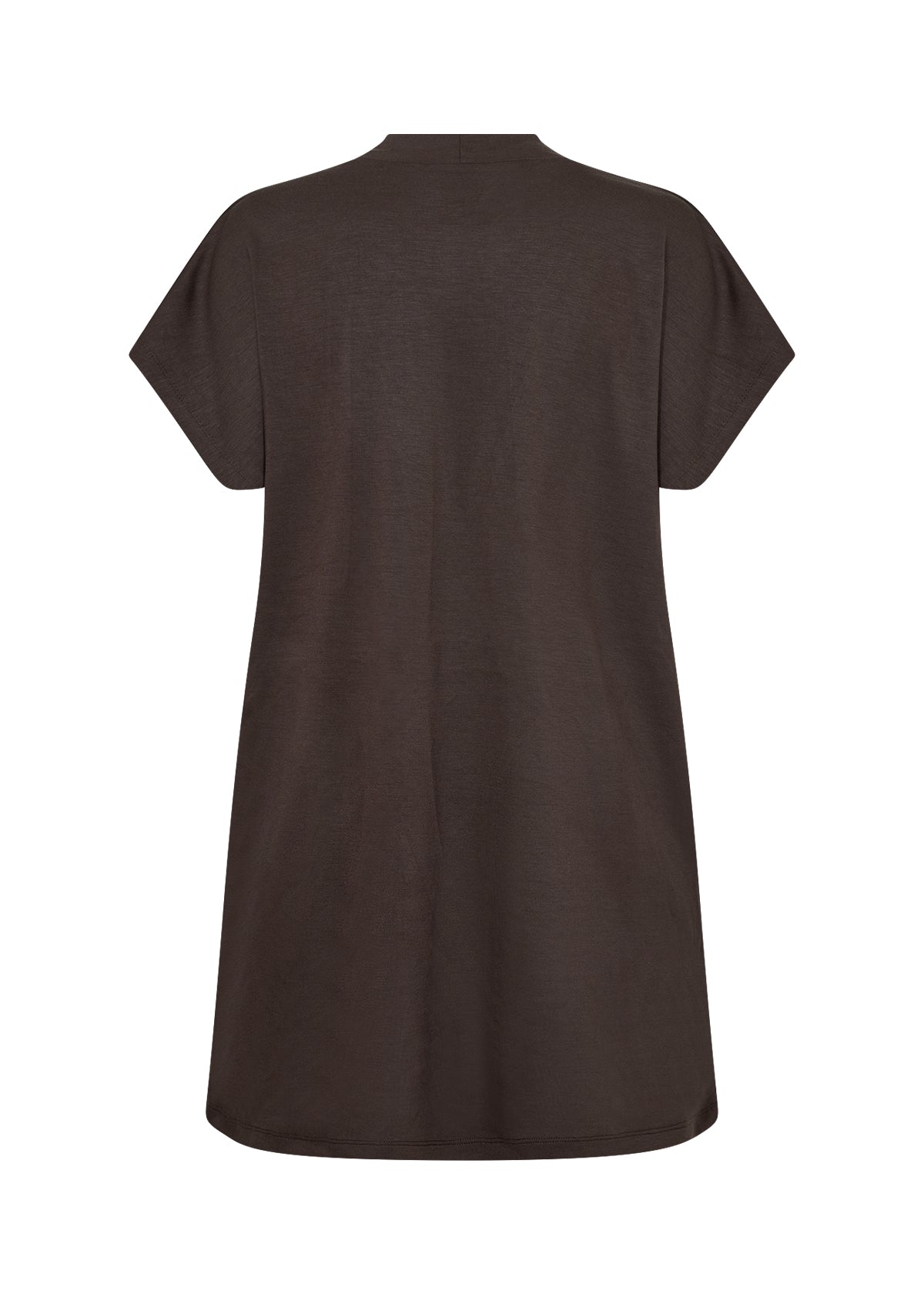 ryggen af kortærmet cardigan i brun med ben front. Wasabi WA-SABINA 44 Cardigan Hot Fudge