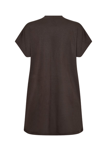 ryggen af kortærmet cardigan i brun med ben front. Wasabi WA-SABINA 44 Cardigan Hot Fudge