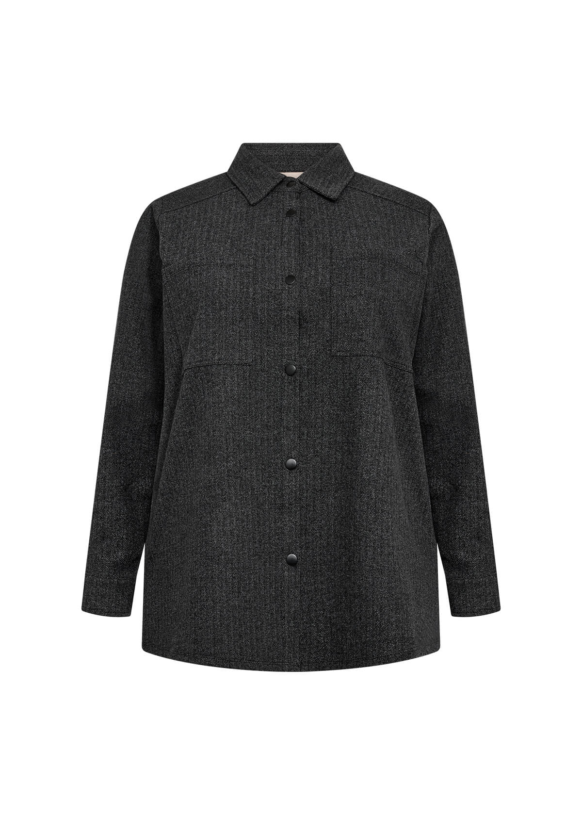 mørkegrå skjorte med diskrete striber. Wasabi WA-NOIDA 4 Skjorte Dark Earth Melange Comb