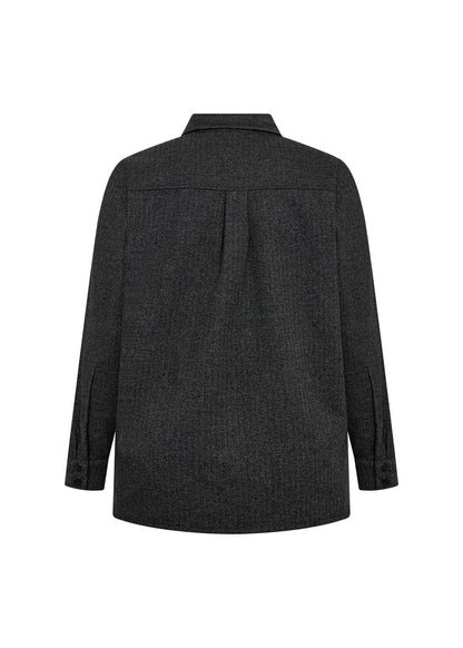 læg på ryggen af mørkegrå skjorte med diskrete striber. Wasabi WA-NOIDA 4 Skjorte Dark Earth Melange Comb