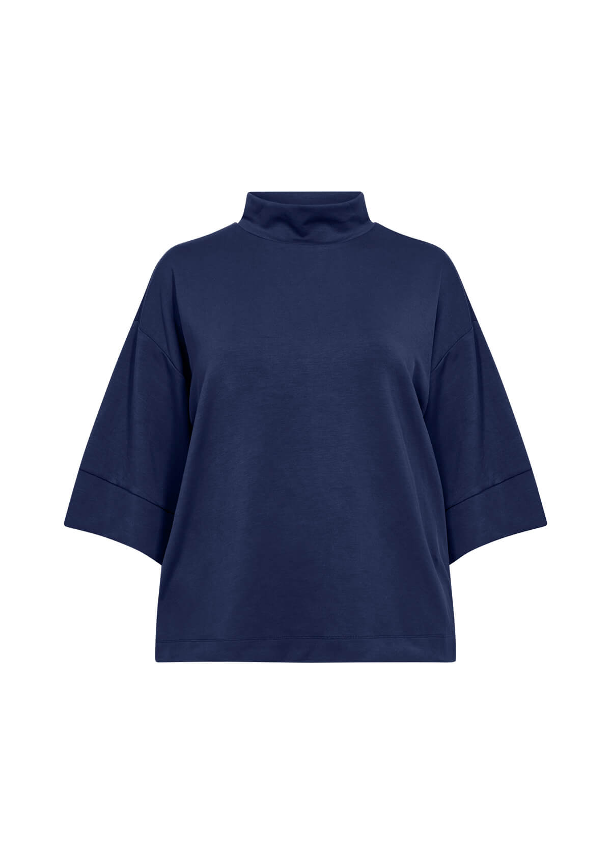 afslappet blå bluse med høj hals og bred pasform. Wasabi WA-SABINA 64 Bluse Navy Blazer