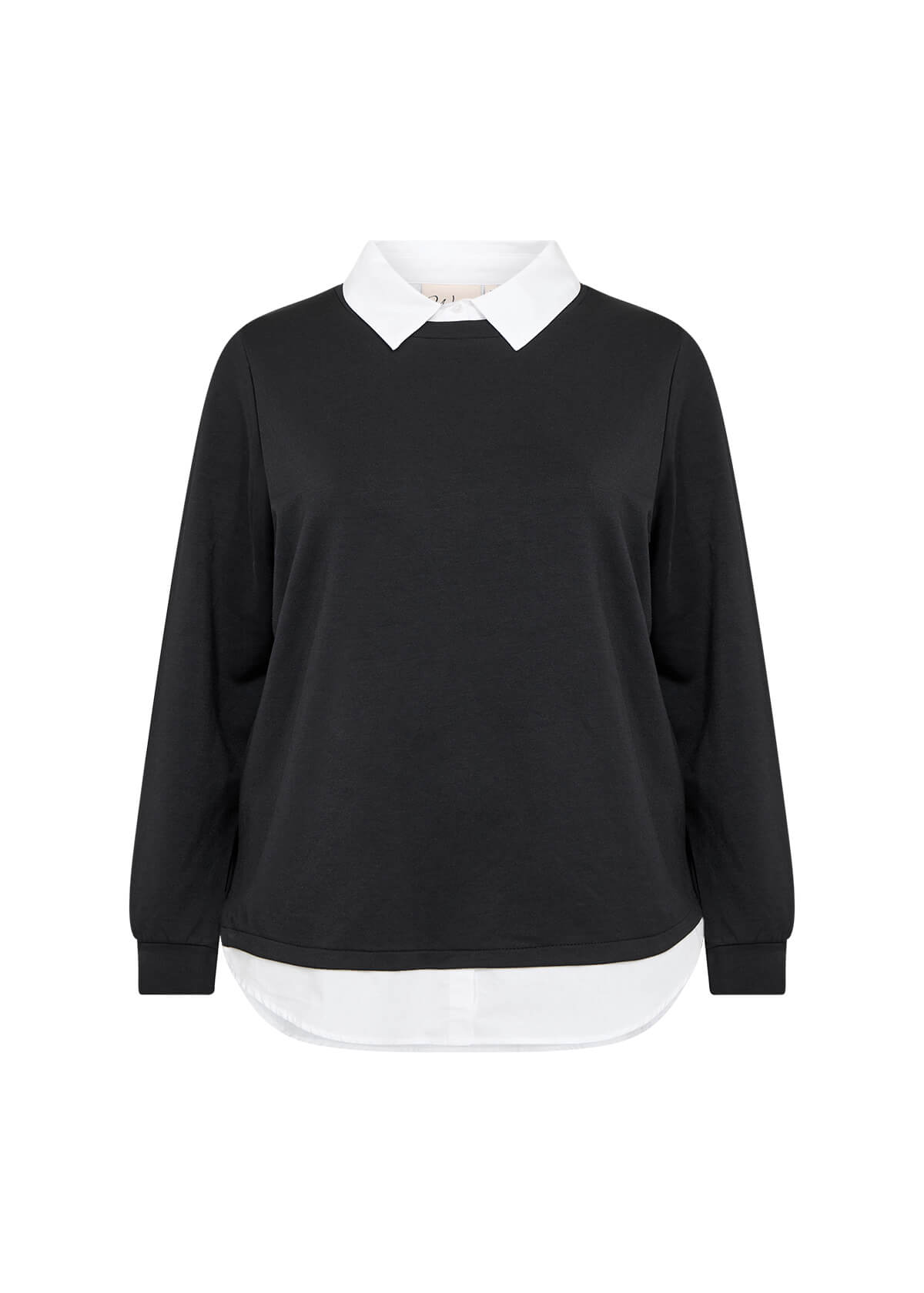 sort bluse med hvid skjortekrave og bund under. Wasabi WA-SABINA 69 Bluse Black Combi