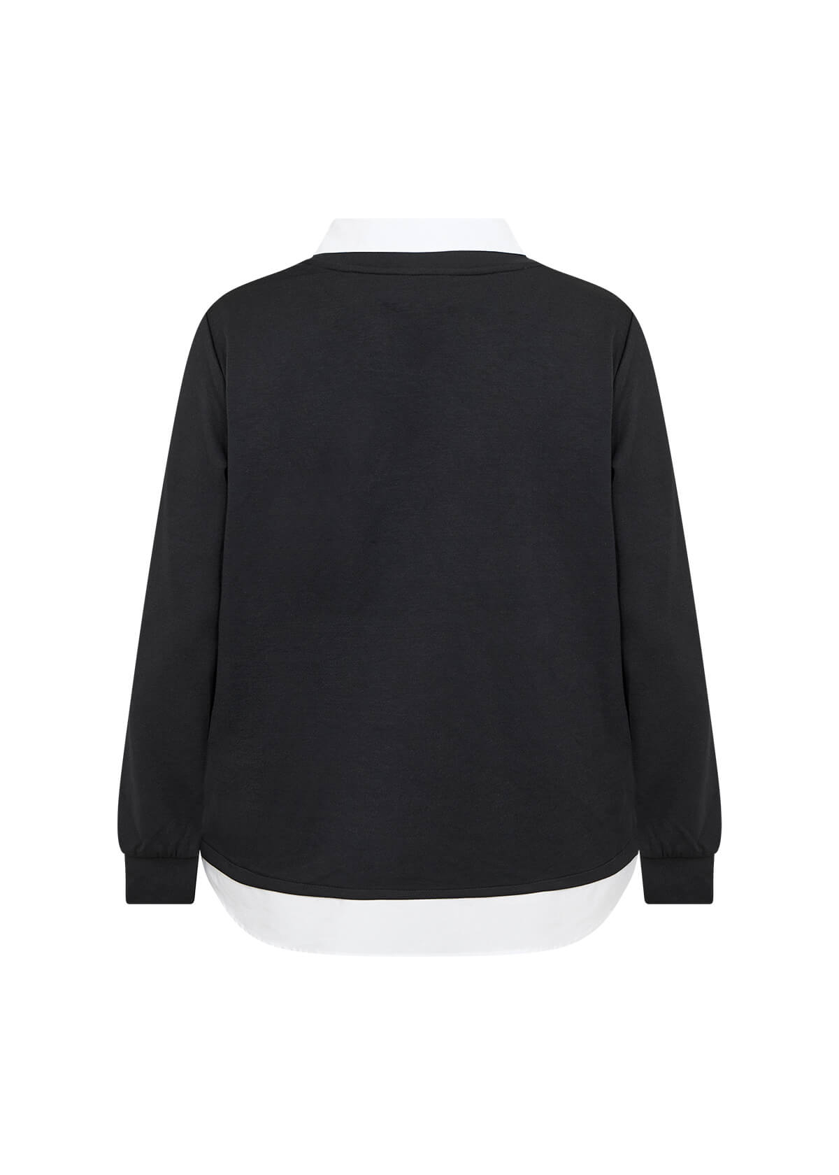 ryggen af sort bluse med hvid skjortekrave og bund under. Wasabi WA-SABINA 69 Bluse Black Combi