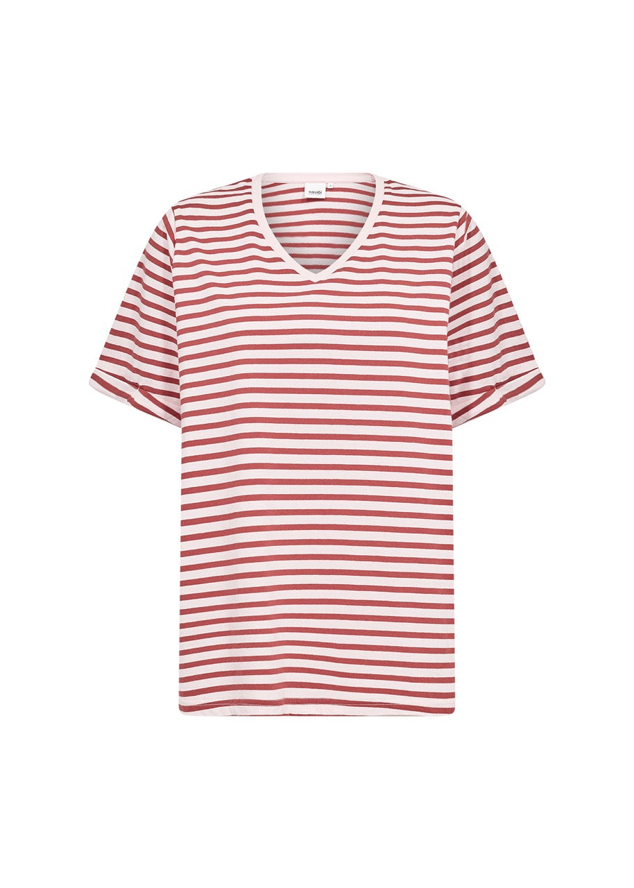 kortærmet stribet lyserød t-shirt Wasabi WA-CELESTE 1 T-shirt Rose Combi