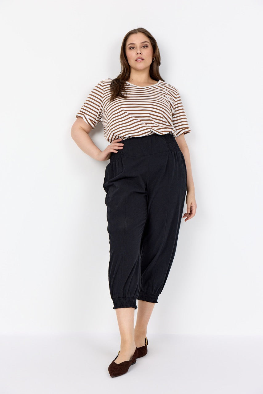 stribet t-shirt i brun og hvid. Wasabi WA-CELESTE 1 T-shirt Toffee Combi