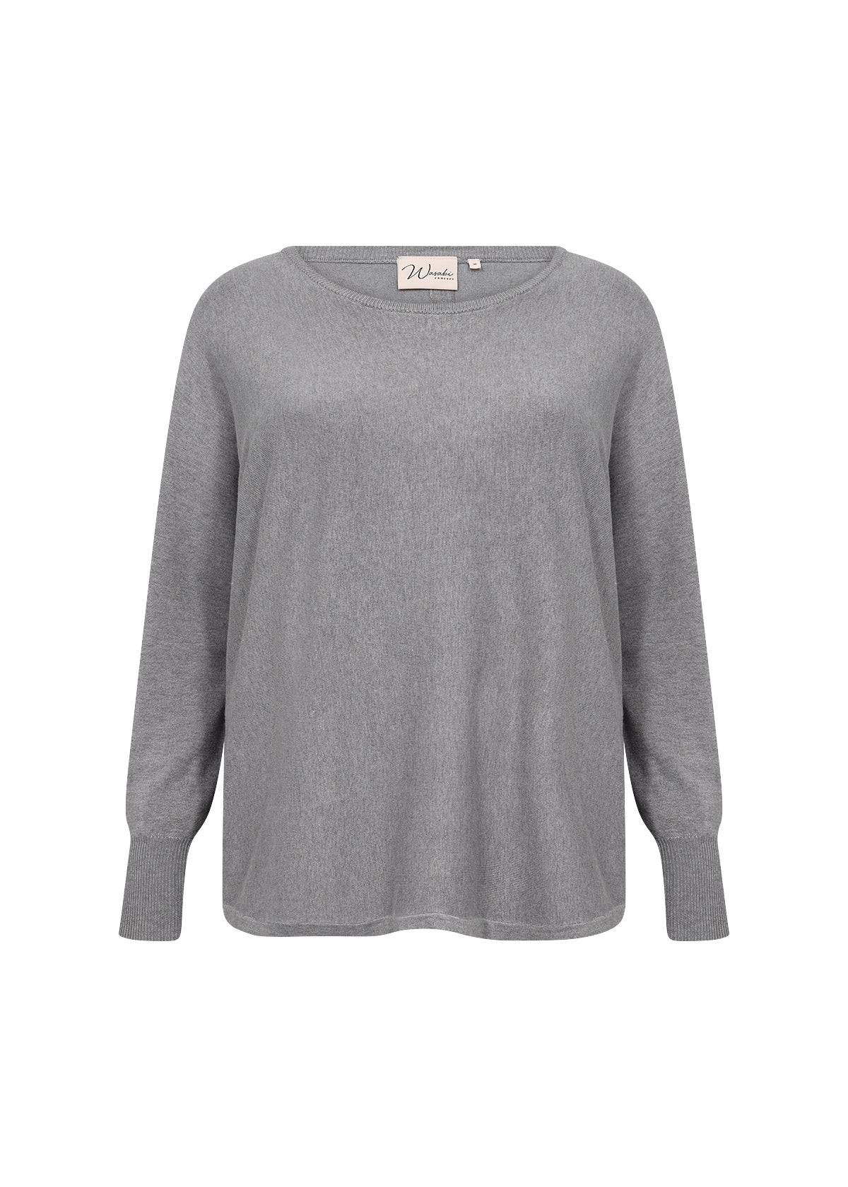 Wasabi Grey Pullover WA-SAMANDA 1 grå striktrøje knappelukning bagpå