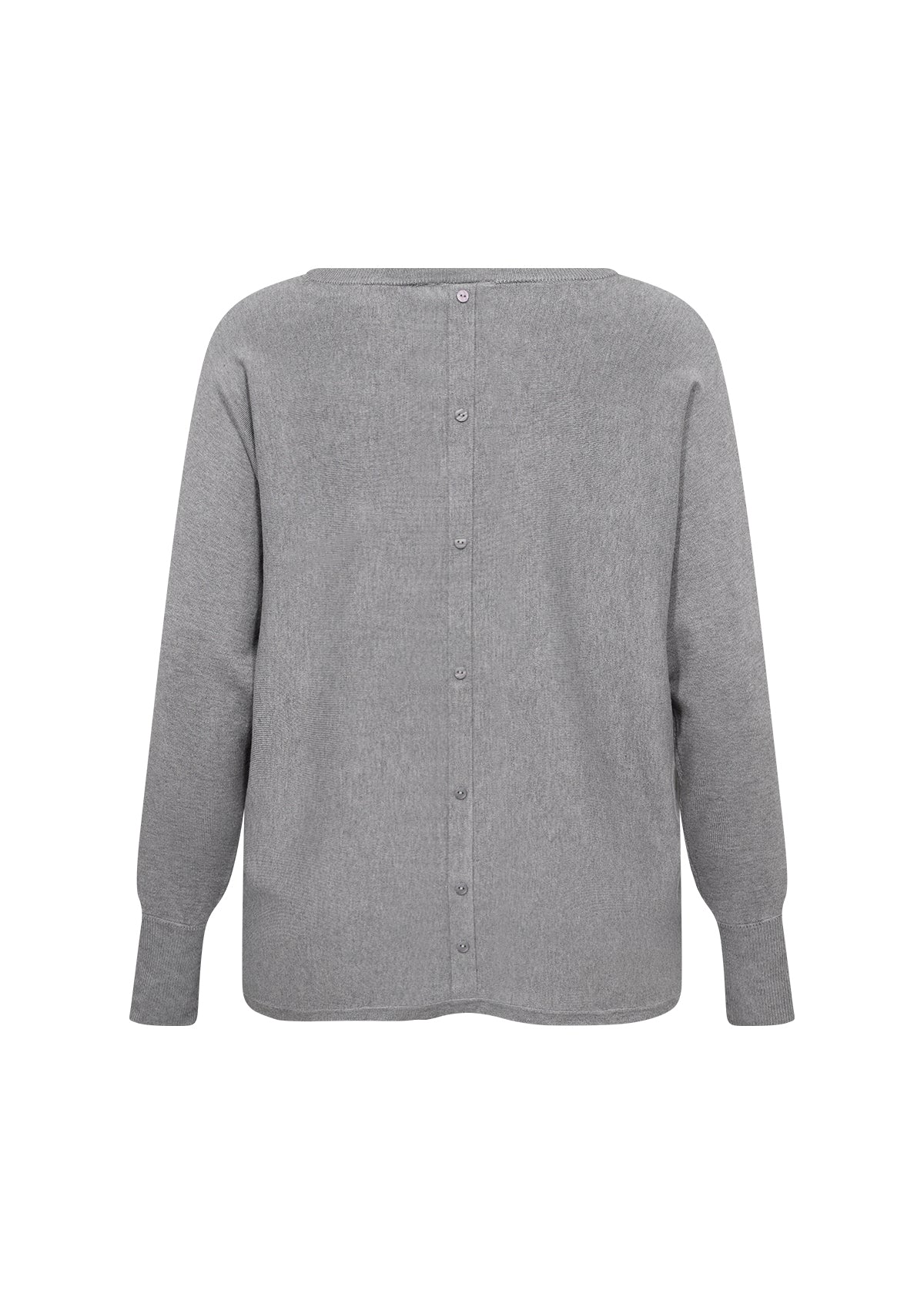 Wasabi Grey Pullover WA-SAMANDA 1 grå striktrøje knappelukning bagpå