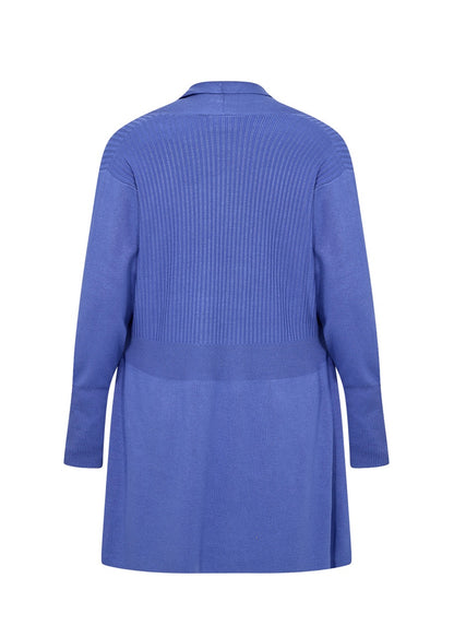 ryggen af lang blå cardigan pause size åben front. Wasabi 6422 AMPARO BLUE CARDIGAN-K WA-SAMANDA 2