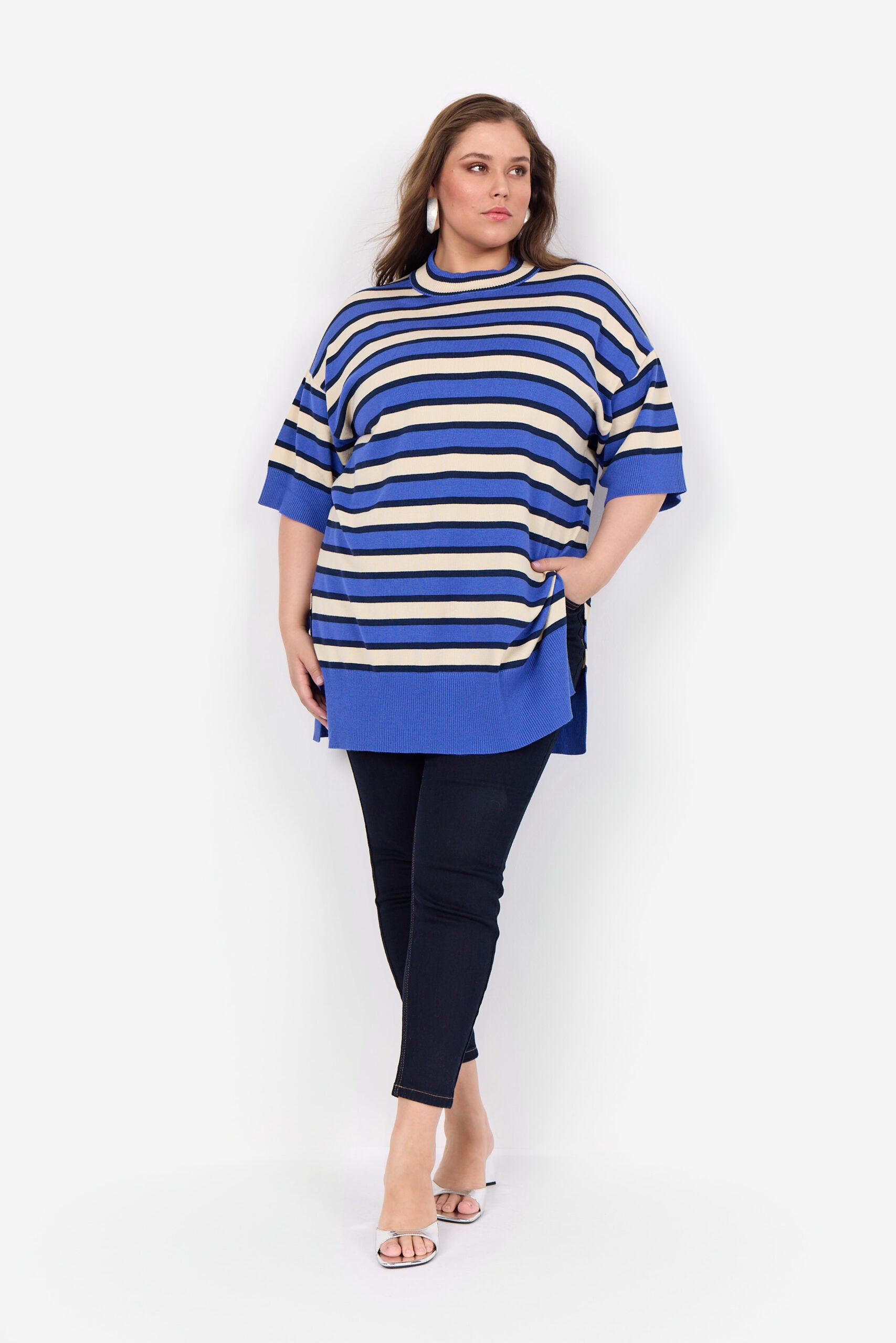 Wasabi Blue Pullover WA-SAMANDA STRIPE 2 stribet strik