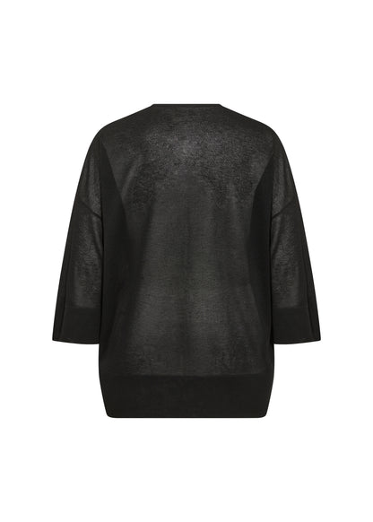 ryggen af sort bluse med 3/4 ærmer og en afslappet pasform. Wasabi WA-MARIN 1 Bluse Black