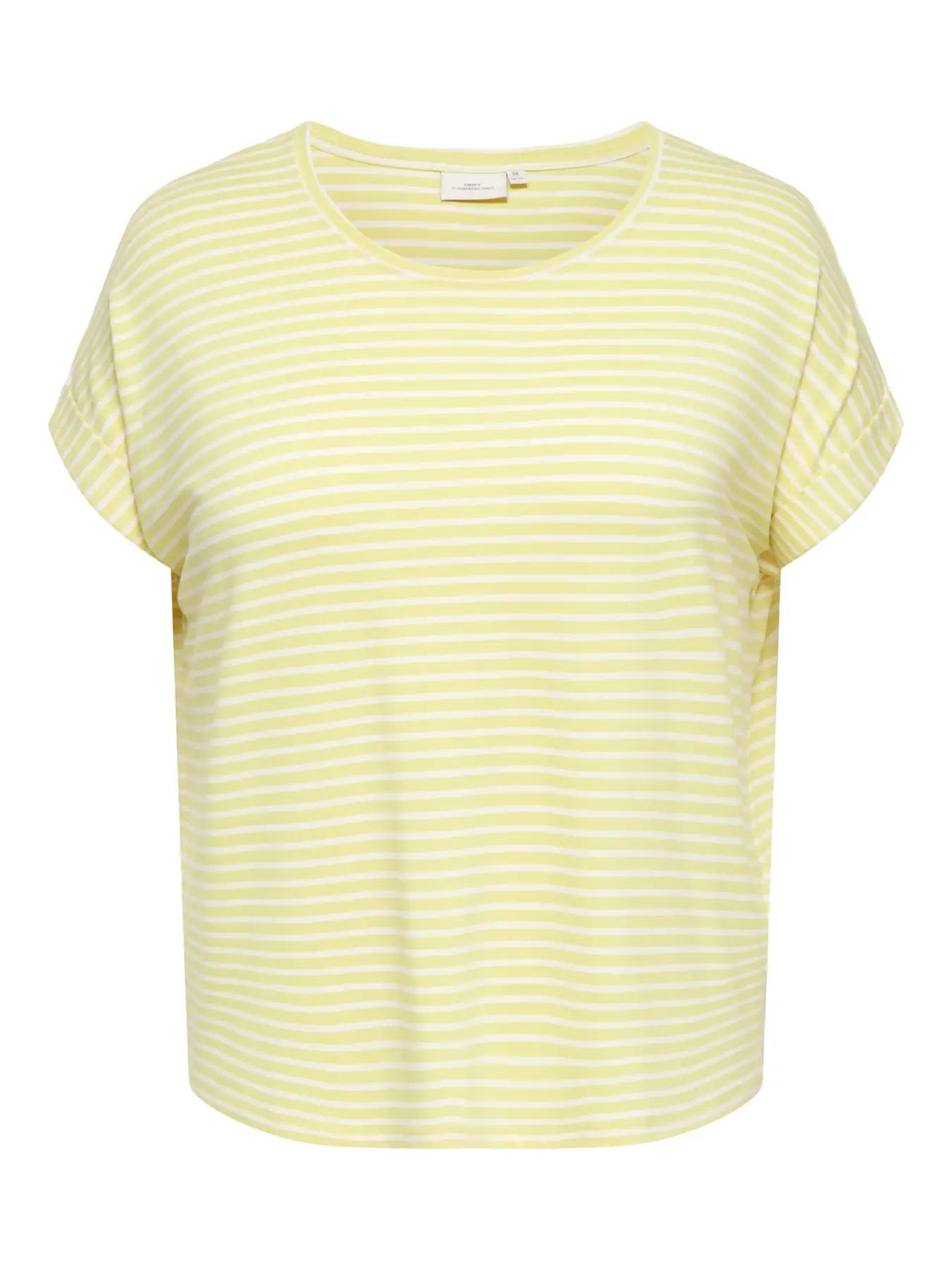 STRIPE S/S JRS NONLY Carmakoma CARMOSTER O-NECK TOPOOS | Pineapple Slice CLOUD  DANCER