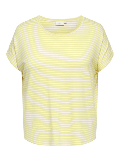 STRIPE S/S JRS NONLY Carmakoma CARMOSTER O-NECK TOPOOS | Pineapple Slice CLOUD  DANCER