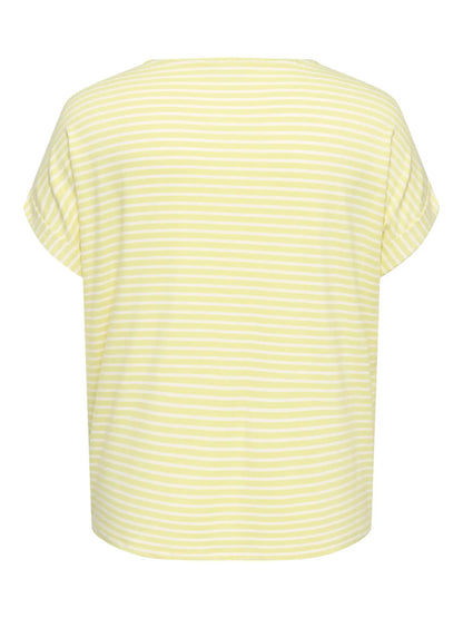 STRIPE S/S JRS NONLY Carmakoma CARMOSTER O-NECK TOPOOS | Pineapple Slice CLOUD  DANCER