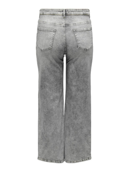 baglommer på wide fit grå jeans ONLY Carmakoma CARWILLY Jeans Grey Denim